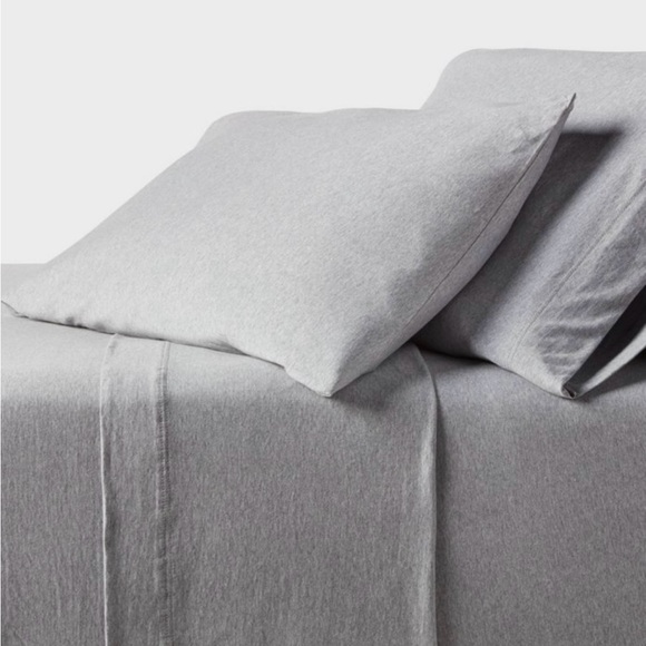 Threshold NWT Full Size Jersey Knit Heather Grey 4-Piece Sheet Set - Picture 3 of 6